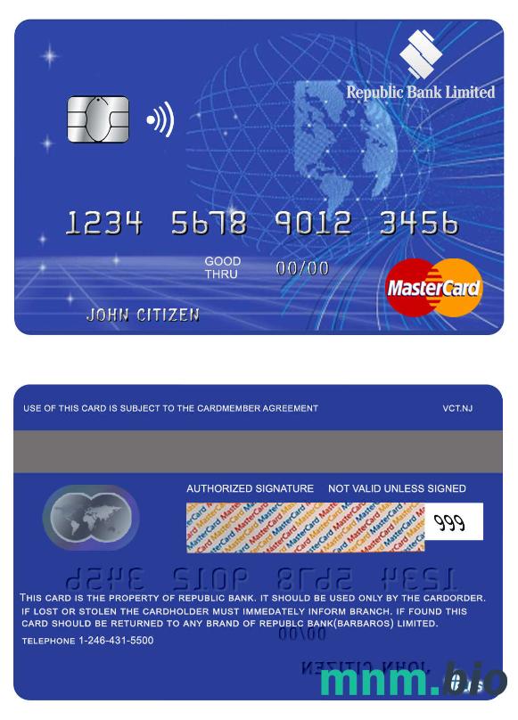 Barbaros Republic Bank przykład karty mastercard w formacie PSD